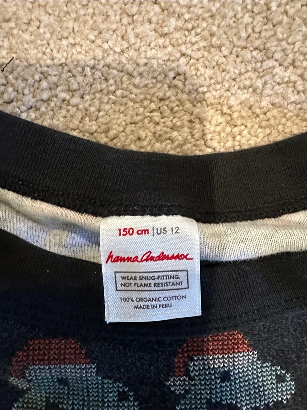 Hanna Andersson Navy Pajama Set with Green & Red Pattern